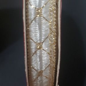 $2 Add-on Christmas Ribbon White Gold .5"x3yd Metallic Trim